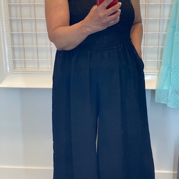 Torrid Crop Gauze Smocked Strapless Beach Jumpsuit, Black, Size 0 (10-12… - Picture 7 of 8